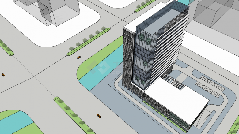 cbd中心区办公楼建筑su模型-图二
