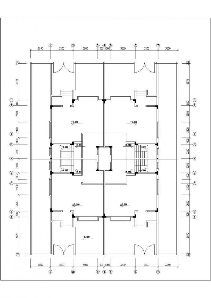 【广州】三层联体漂亮别墅建筑设计图纸_图1