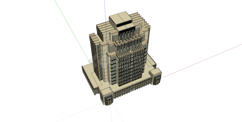 单体建筑高层浅色外观su模型-图二