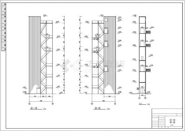 某全钢结构室外独立电梯井架及刚梯建筑结构图-图一