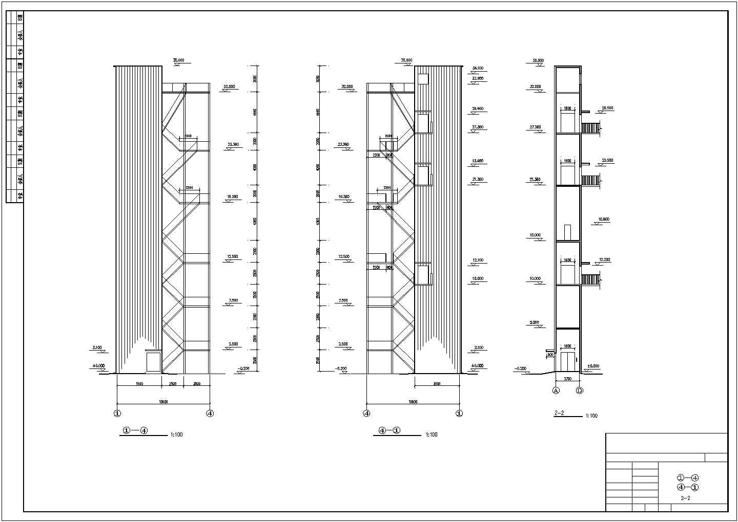 某全钢结构室外独立电梯井架及刚梯建筑结构图