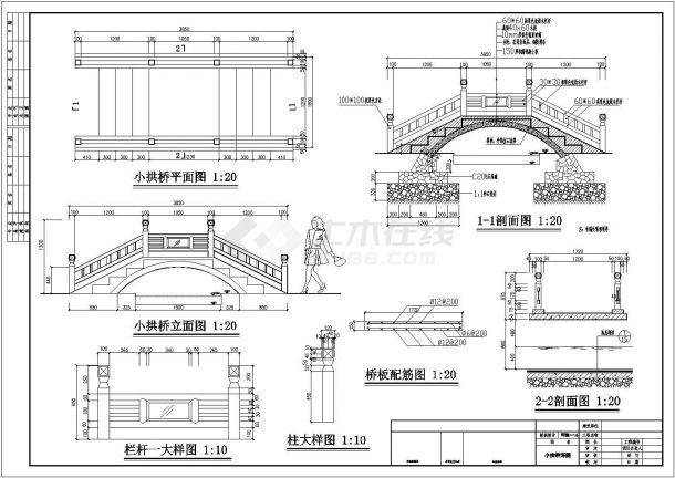 某地园林小品-小拱桥CAD施工详图-图一