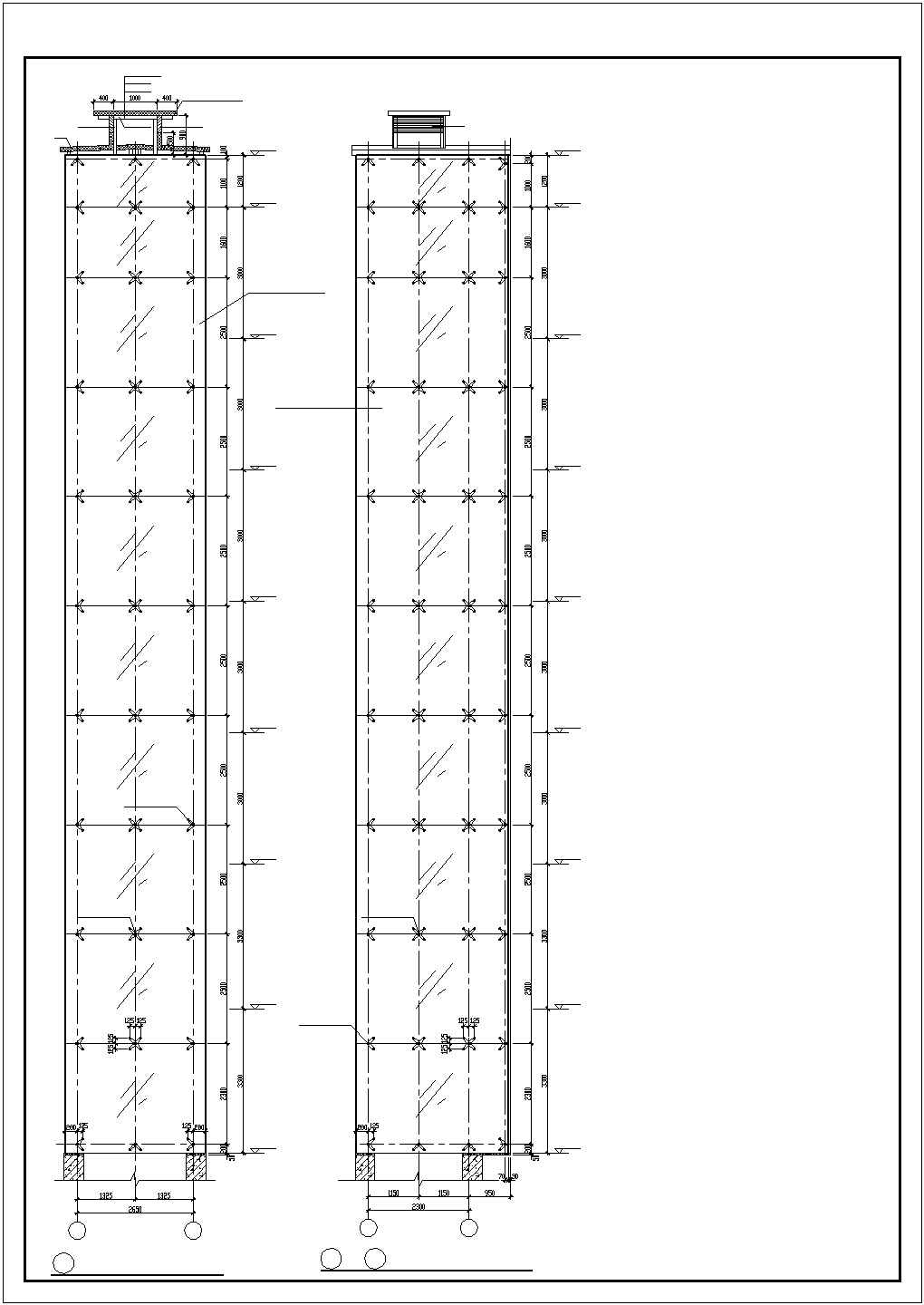 成都某8层酒店户外观光电梯结构设计图