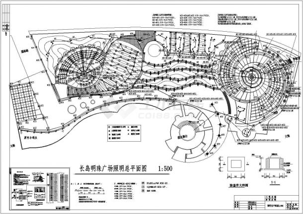 【烟台市】长岛县长岛明珠广场照明总平面图-图一