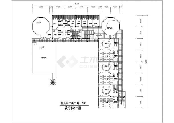 【江苏省】某地幼儿园建筑平立剖面图-图二