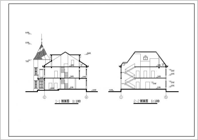 多层舒适型别墅楼建筑设计CAD施工图纸_图1
