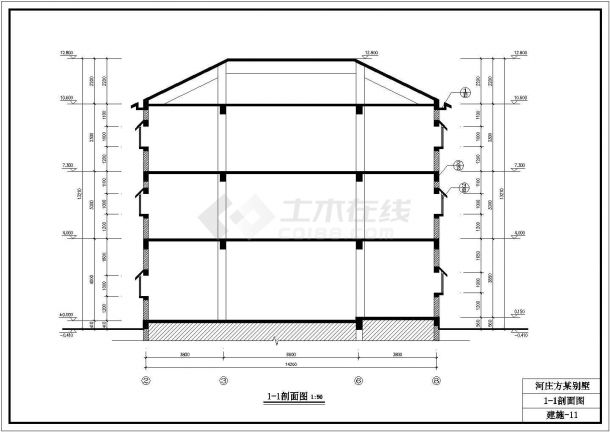 三层框架结构别墅楼建筑设计CAD施工图纸-图二