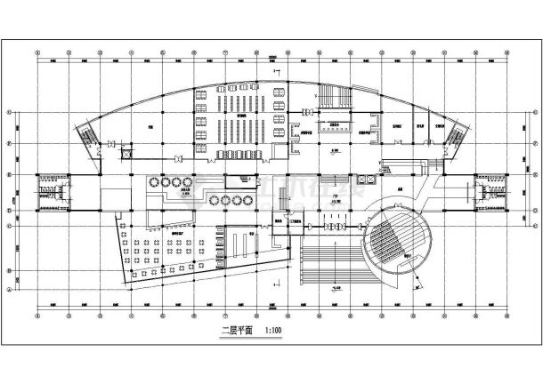 某校图书馆建筑设计图（共9张）-图二