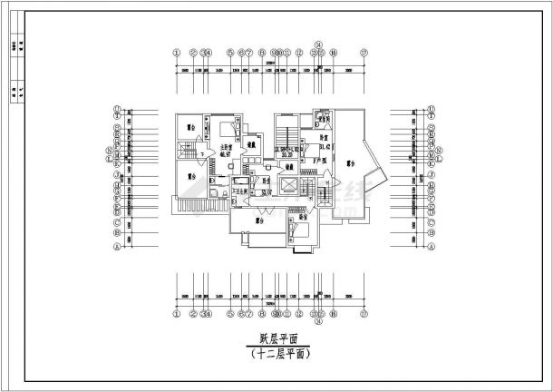 点式小高层住宅楼建筑施工设计CAD图纸-图二