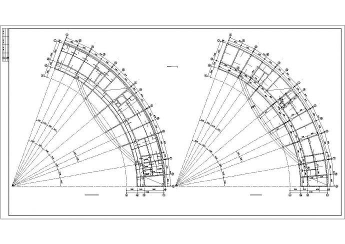 弧形办公楼建筑结构施工平面CAD布置设计图_图1