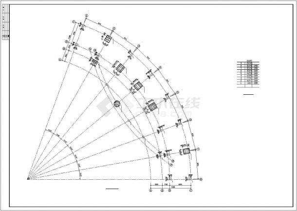 弧形办公楼建筑结构施工平面CAD布置设计图-图二