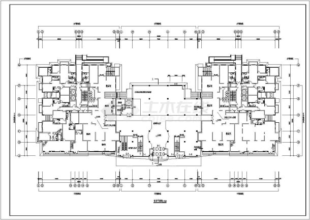 北京高层商住楼建筑设计施工CAD图纸-图二