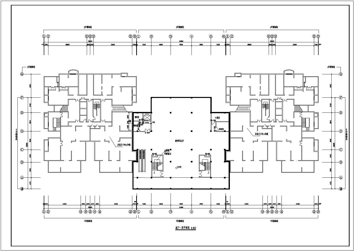 北京高层商住楼建筑设计施工CAD图纸