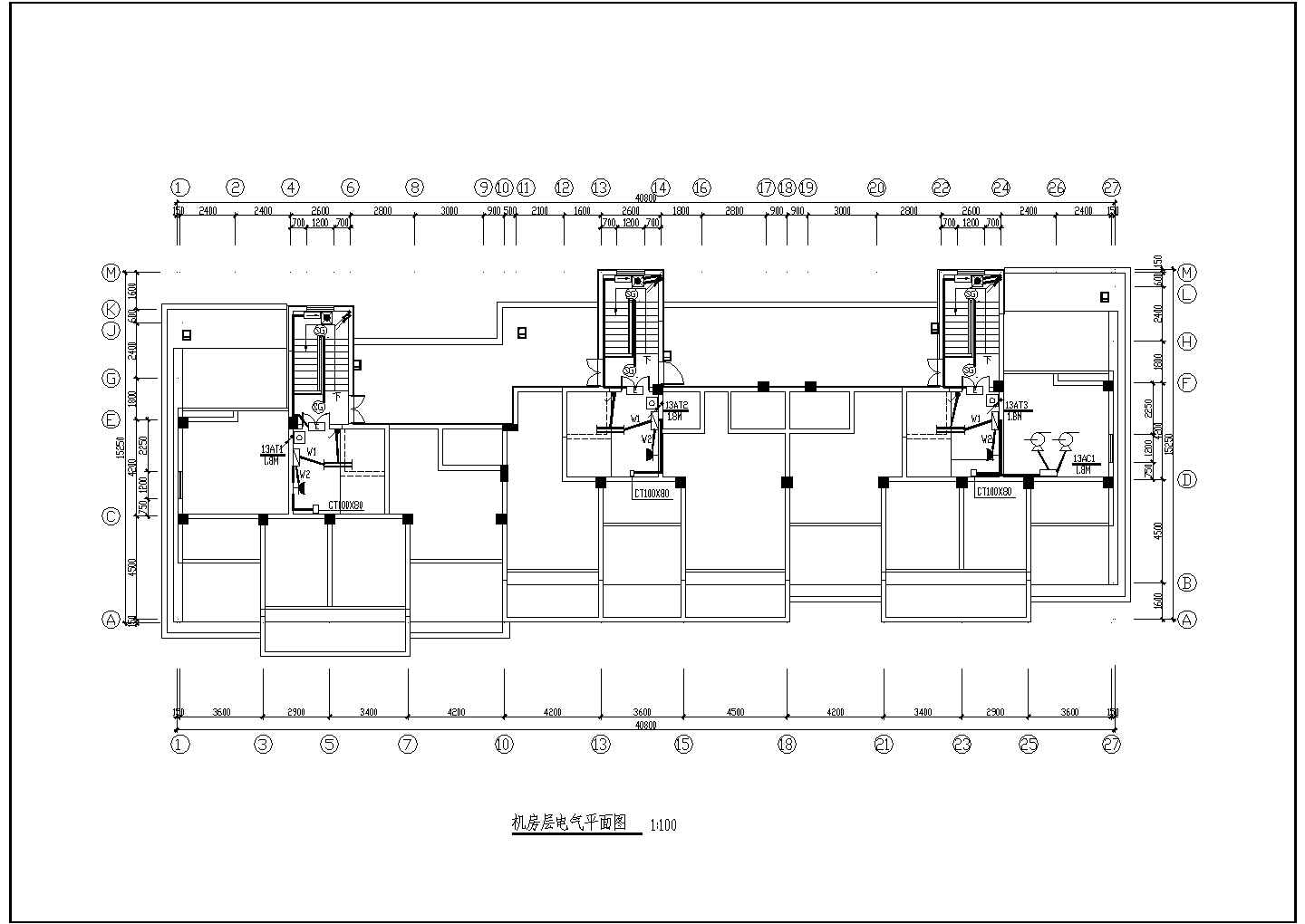 高层住宅电气施工基础CAD平面布置参考图