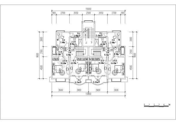 复式房型建筑设计施工CAD平面图-图一