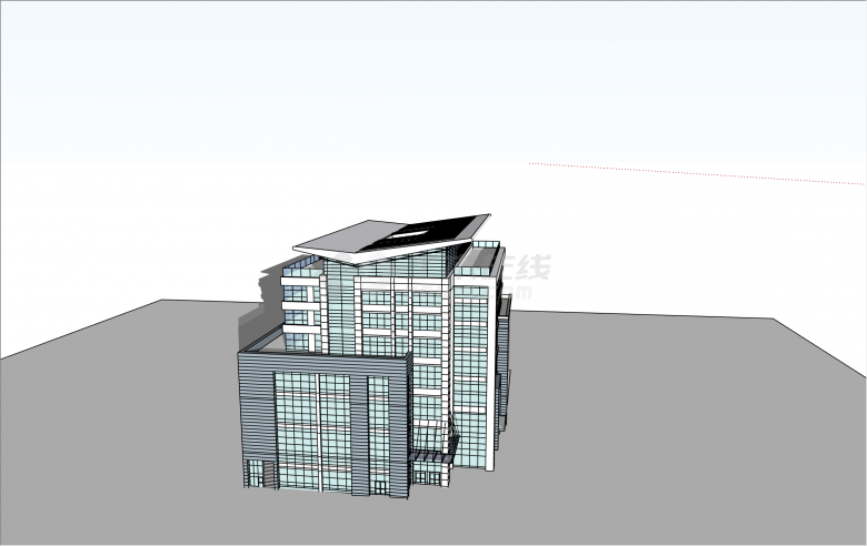 经典现代办公建筑SketchUpsu模型-图二