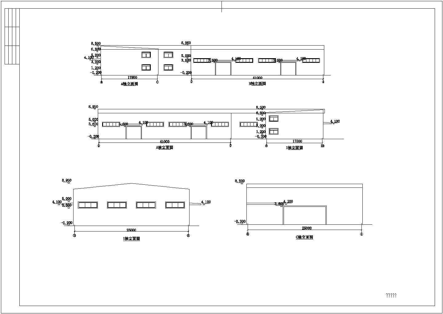 轻钢车展览厅建筑结构设计CAD布置图