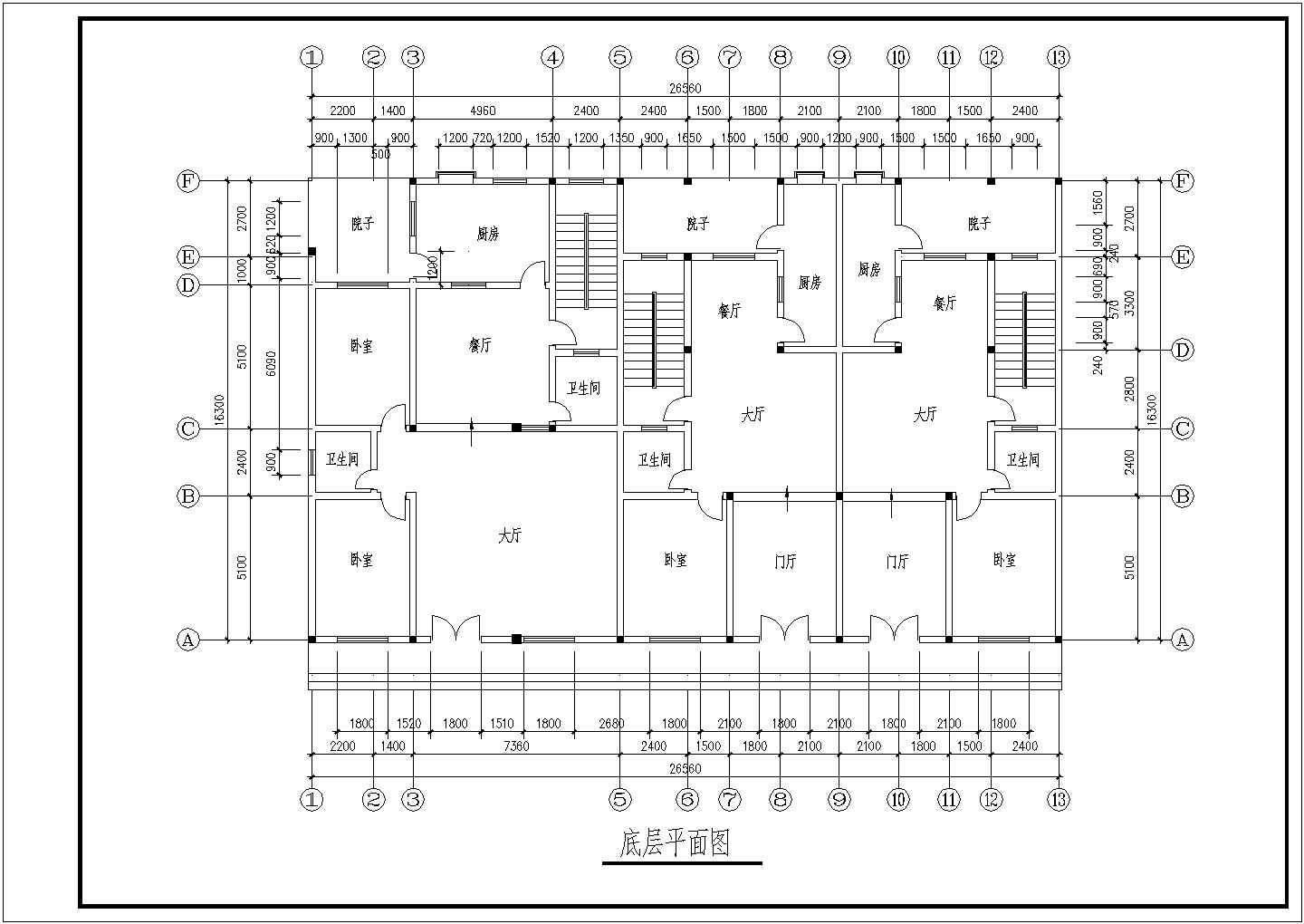 某多层商住楼建筑平面图