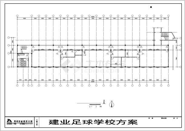 某足球学校教学楼宿舍楼建筑设计cad方案图-图二