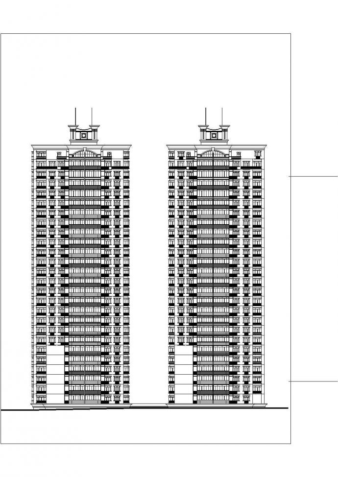 某地双塔式高层住宅楼建筑设计图_图1