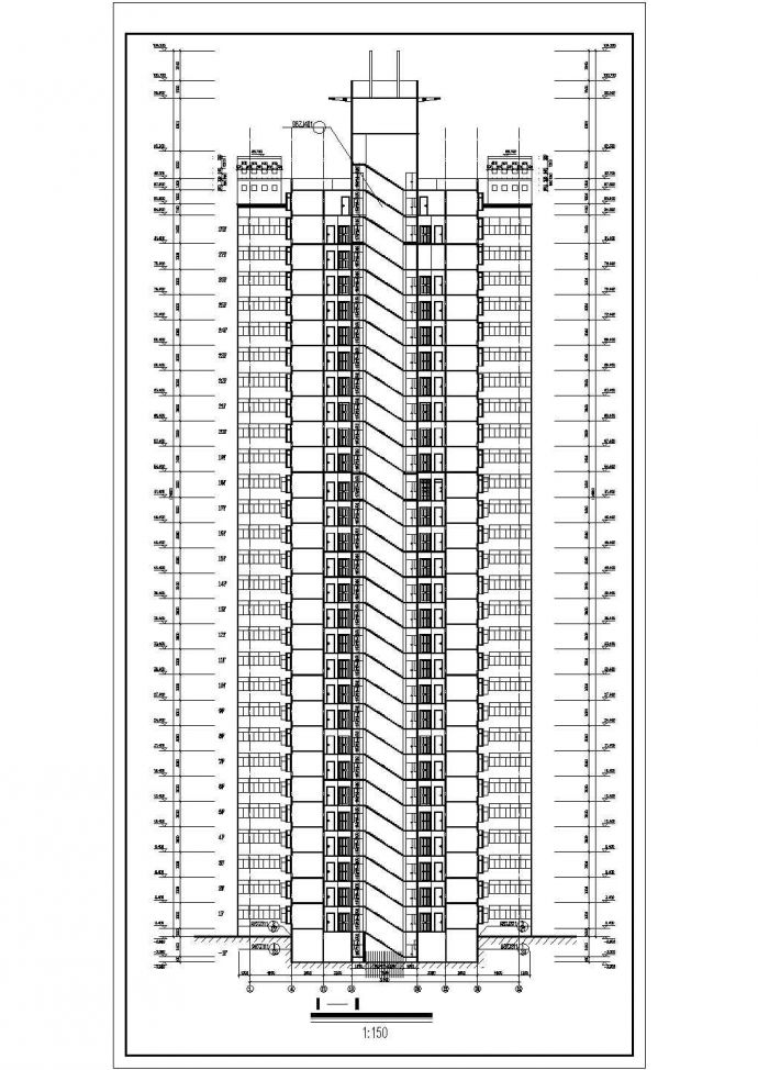 某地区小区多层住宅楼CAD平面图_图1