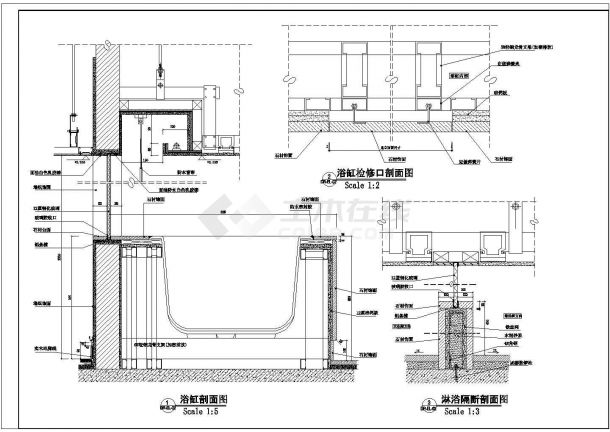 某标准房卫生间立面建筑施工参考CAD详图-图二