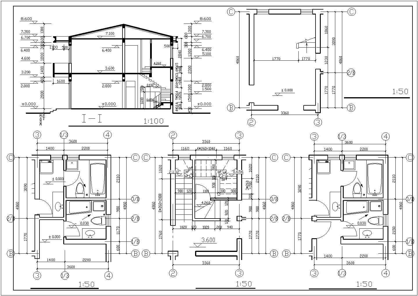 某地二层简单别墅建筑设计图（10.8*10.5）