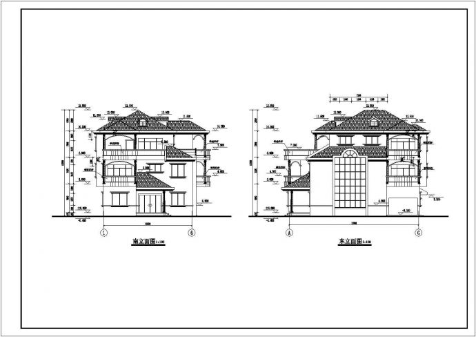 三层简欧建筑风格小别墅建筑施工图_图1