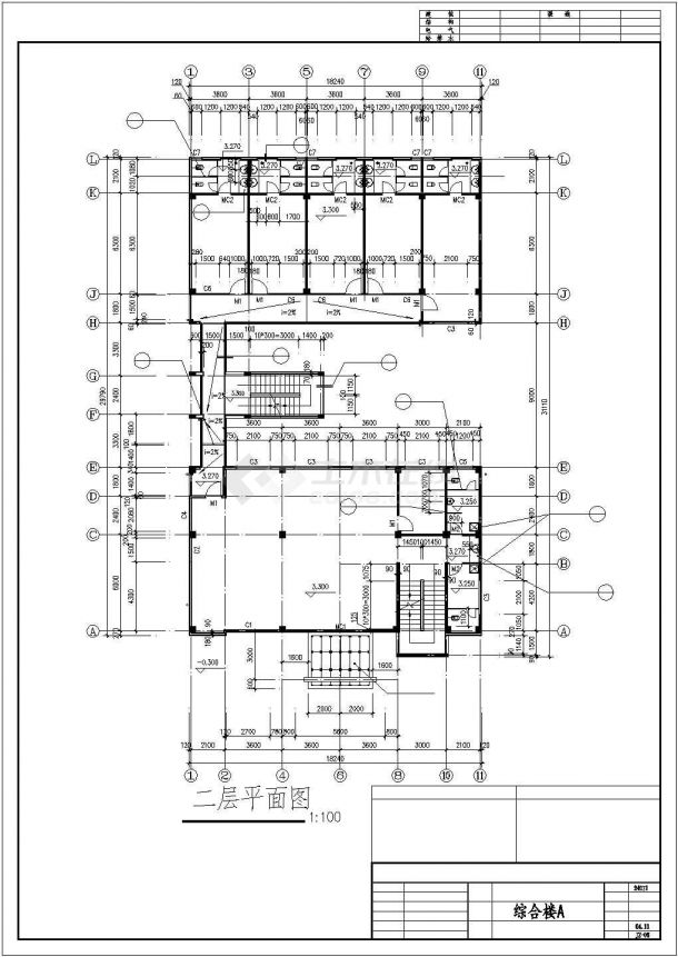 商场综合楼整套装修CAD基础套图-图二