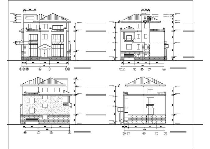 【广州】独立联排别墅建筑设计施工图纸_图1