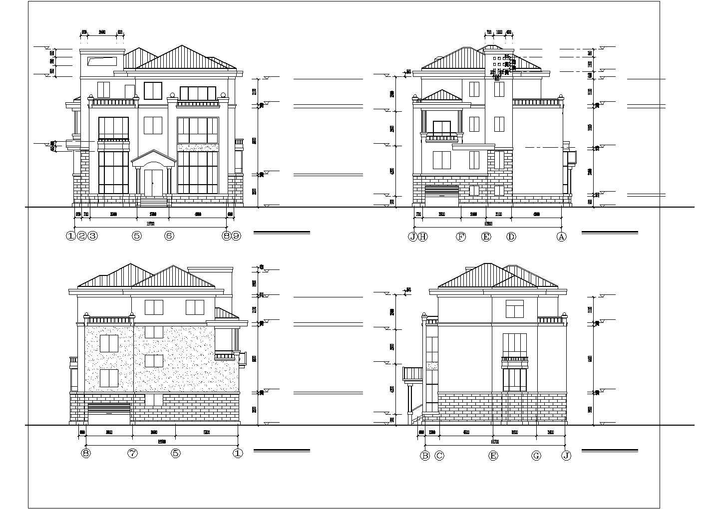 【广州】独立联排别墅建筑设计施工图纸