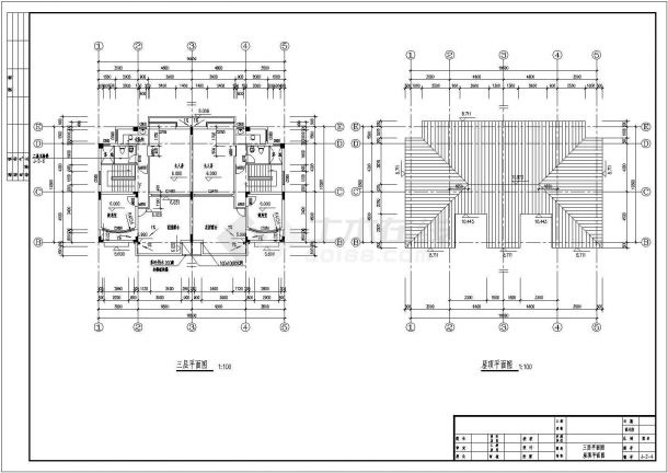 某地三层双拼别墅建筑设计图（长16.6米 宽12.8米）-图二