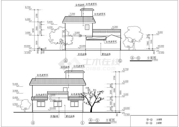 某二层农村住宅建筑设计图（长12.54米 宽11.34米）-图一