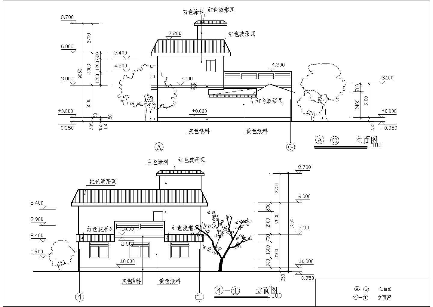 某二层农村住宅建筑设计图（长12.54米 宽11.34米）
