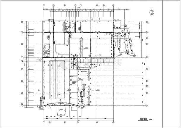 某县某老人中心文化娱乐建筑施工设计CAD平面图-图二