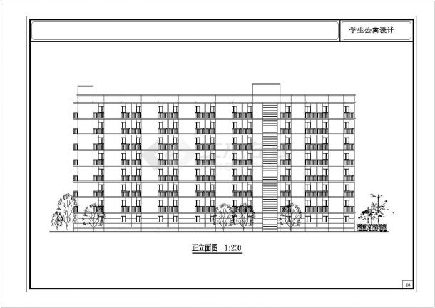 【江阴市】某中学学生公寓设计规划图-图二