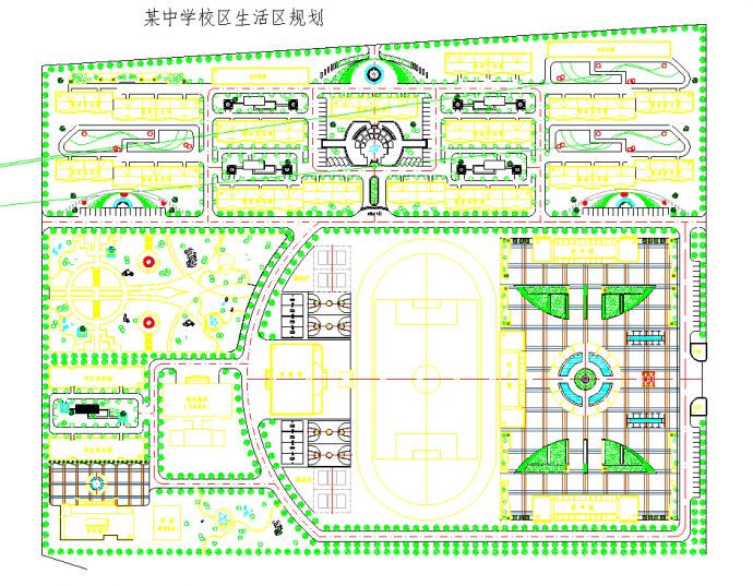 【南通市】某中学校区生活区规划设计图_图1