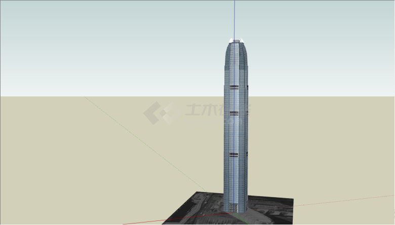 一栋蓝色外表的摩天大楼su模型-图二