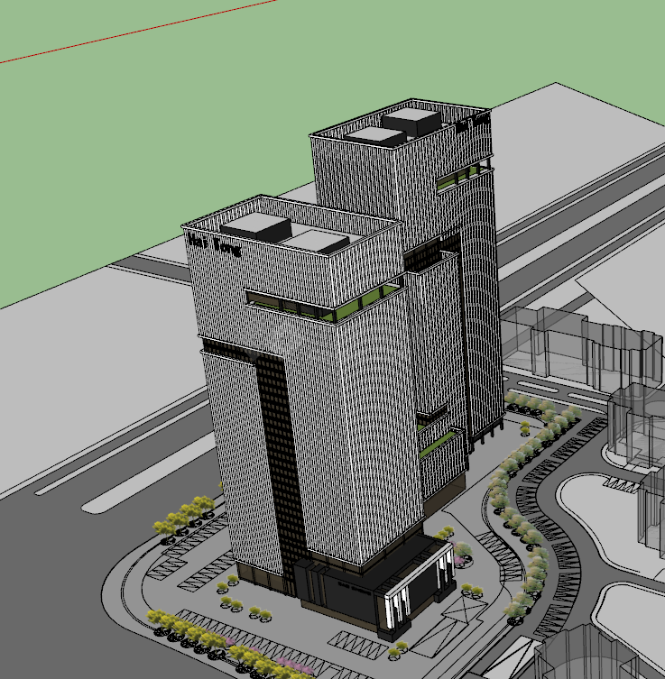 超高层两栋办公楼su模型-图二