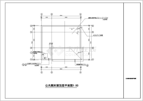 某两层厕所建筑施工图全套CAD图纸-图二