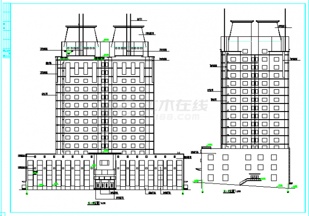 吉林省博士后公寓建筑施工设计CAD图纸-图一