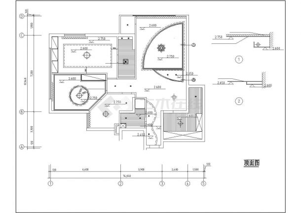 某住宅详细室内装修设计方案CAD图-图二