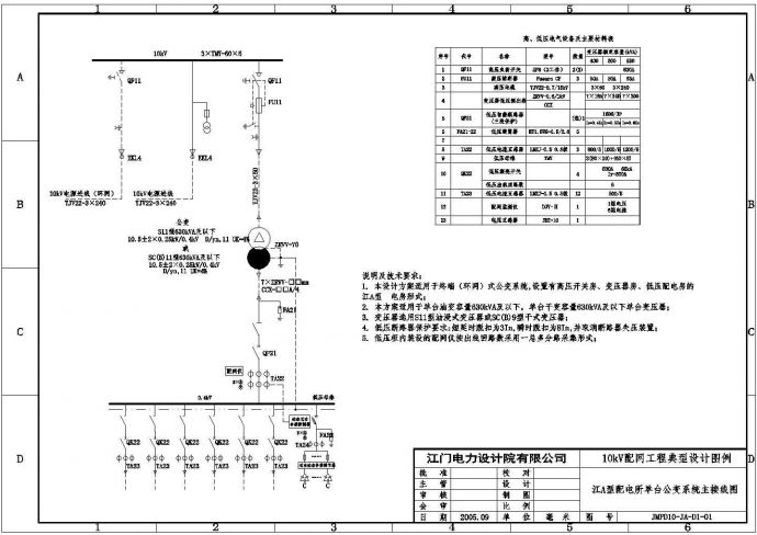 江门10kV变电站公用电cad电气设计施工图_图1