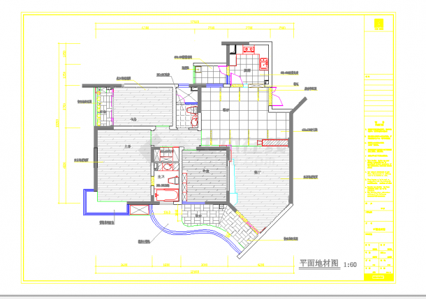 重庆三室两厅样板房设计图CAD图纸-图一