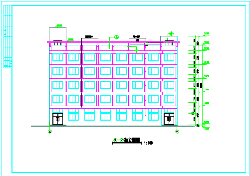 某校新建宿舍楼平面立面剖面设计方案cad图纸