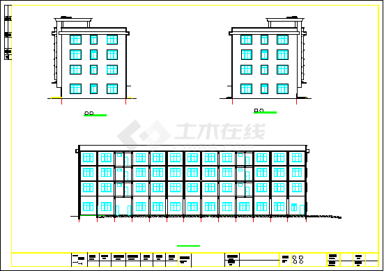 某厂房宿舍楼建筑立面平面设计图纸-图二