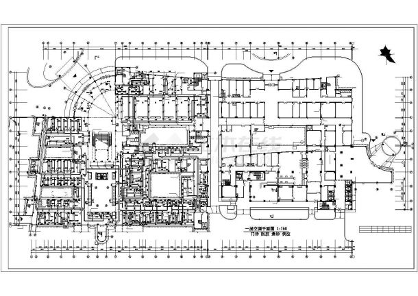  CAD layout of plane and vertical section of air conditioner in a hospital - Figure 1