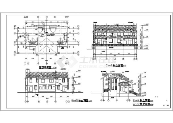  Architectural design drawing of a 332.7 m2 two-story frame structure double villa (18.8 m long and 11.6 m wide) - Figure 1