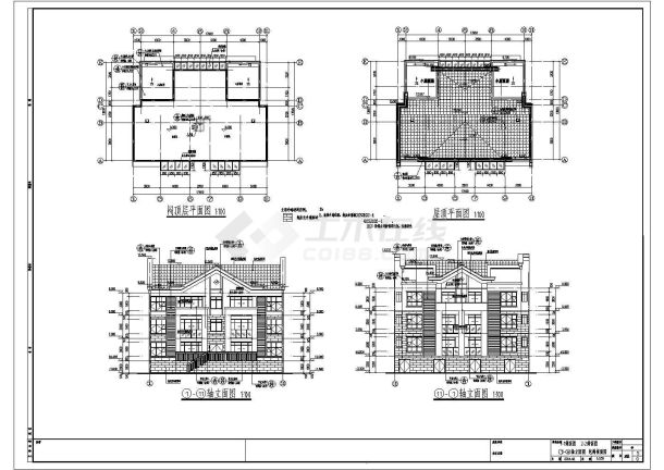 888平三层框架结构别墅结构施工图（含建筑图）-图一