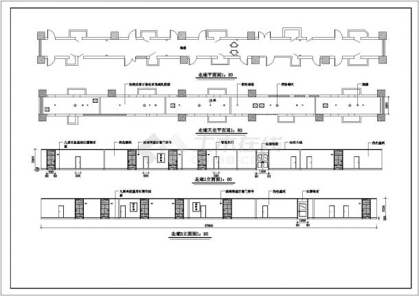 宾馆客房建筑CAD施工示意图-图一